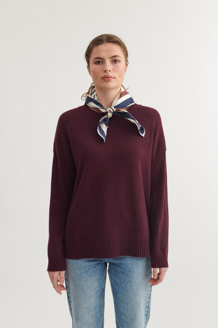 Basic Apparel Lise O-Neck Sweaters 792 Bordeaux Truffle